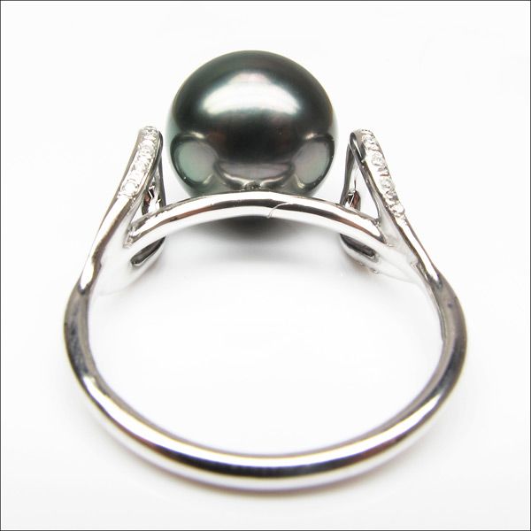 AAA10.9MM PEACOCK TAHITIAN SEA PEARL RING/G18K/DIAMOND  