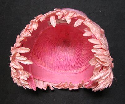 VINTAGE LADIES 40s 50s WHIMSICAL unique PINK HAT #1275  