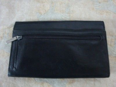 KENNETH COLE REACTION BLACK LEATHER CLUTCH WALLET PURSE  