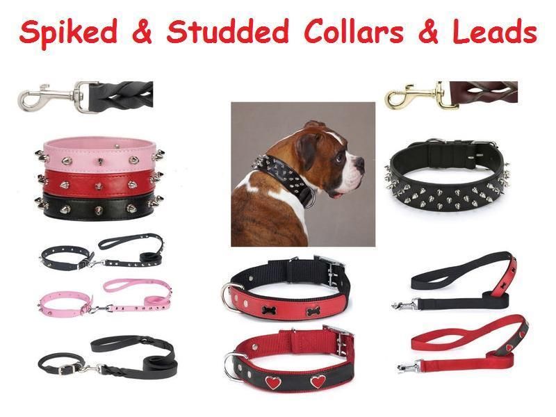 SPIKED & STUDDED COLLARS & LEADS for Dogs    in US & CA 