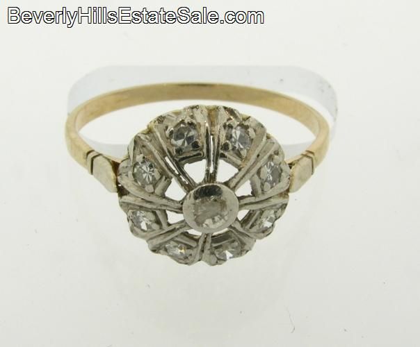 Antique Art Deco White and Yellow Gold Diamonds Rings  