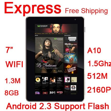 Onda VI10 7 Inch MID Android 2.3 A10 1.5GHz 8G 1.3Mega 2160P Wifi 