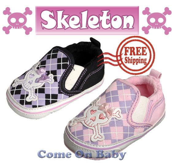 New Infant Girls Toddler Baby Skeleton Shoes 12 18m US4  