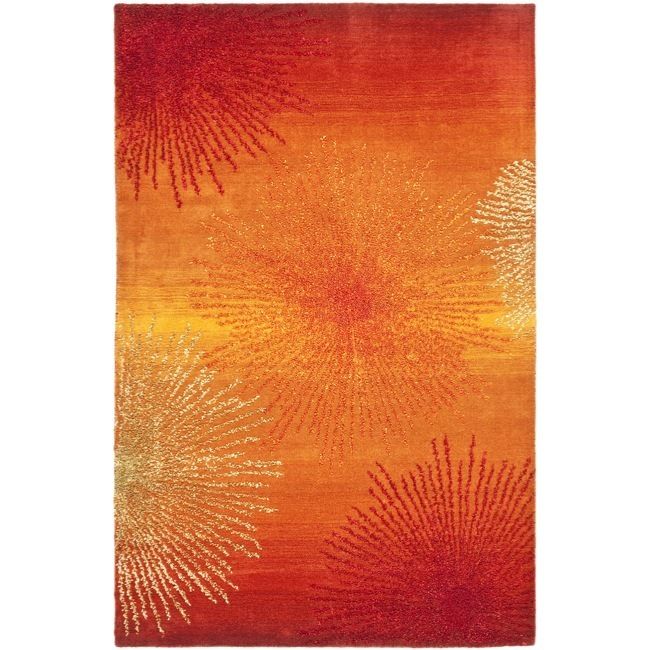 Soho Rust/ Multi Wool Burst Carpet Area Rug 5 x 8  