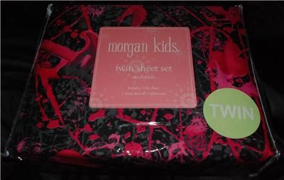 NW MORGAN KIDS ROCKER GUITAR BIRDS BLACK TWIN SHEET SET  