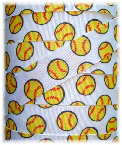 BASEBALL SOFTBALL YELLOW SPORTS GROSGRAIN RIBBON  