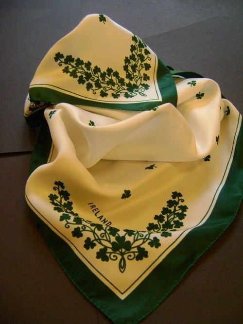 Irish Shamrock Scarf   26 X 26 Inches   Made in Ireland  