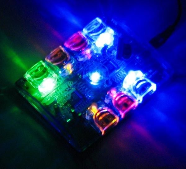 Multi Color 7 Port LED USB 2.0 Hub + AC Power Adapter  