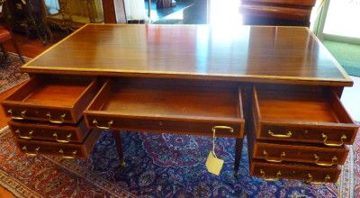 Washington Inlaid Satinwood and Mahogany Partners Desk, Attributed to 