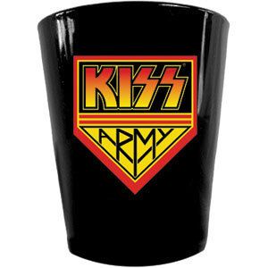 KISS ARMY LOGO BLACK SHOT GLASS 2oz NEW ROCK & ROLL  