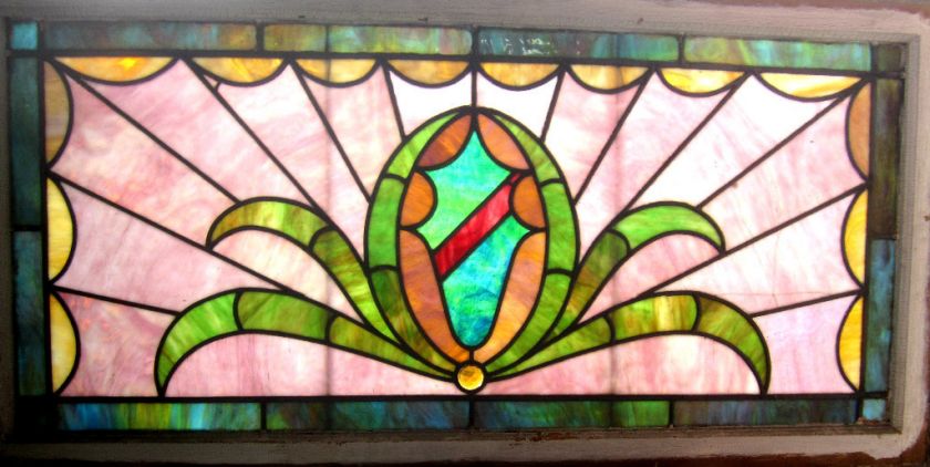 VERY NICE ANTIQUE AMERICAN STAINED GLASS WINDOW ~  