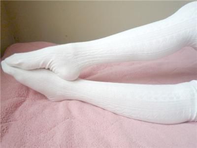 WELL WORN Delicious Creamy Vanilla Cable THIGH High SOCKS *Private 