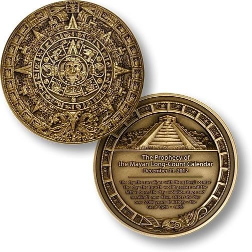 MAYAN 2012 PROPHECY 1.75 BRONZE CHALLENGE COIN  