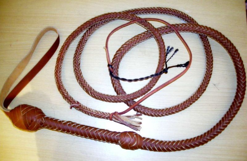 Indiana Jones Stuntman Bull Whip 8 Foot Long 12 Plait Tan Leather 