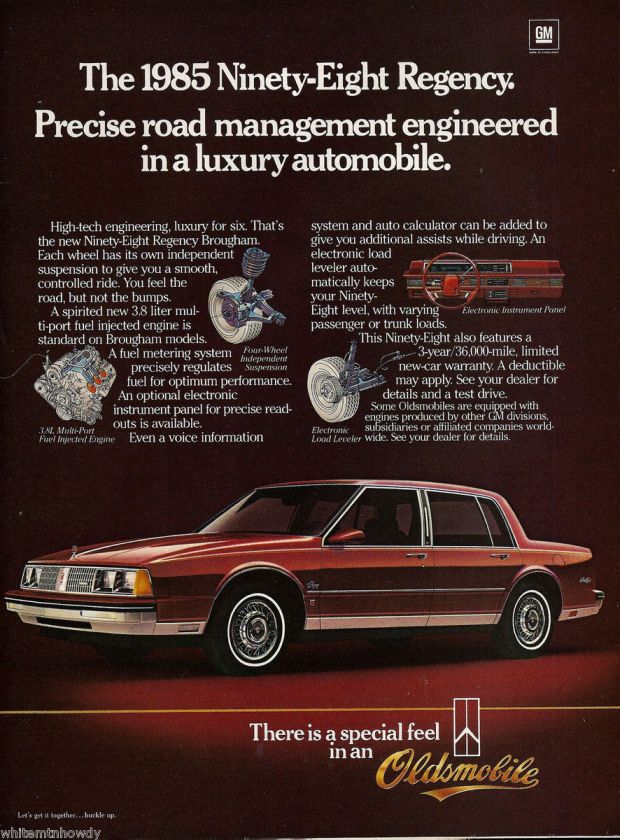 1985 OLDSMOBILE Ninety Eight Regency Car Photo AD  
