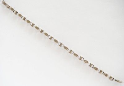 STERLING SILVER FANCY BRUSHED LINK BRACELET ITALY NICE  