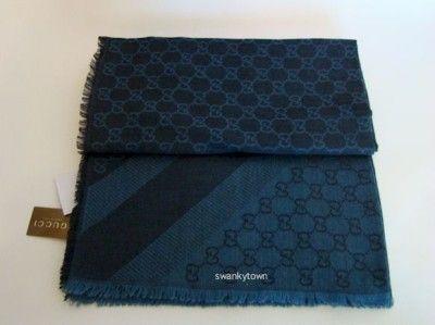 NEW GUCCI GG MONOGRAM WOOL/SILK WEB XL SCARF SHAWL $480  