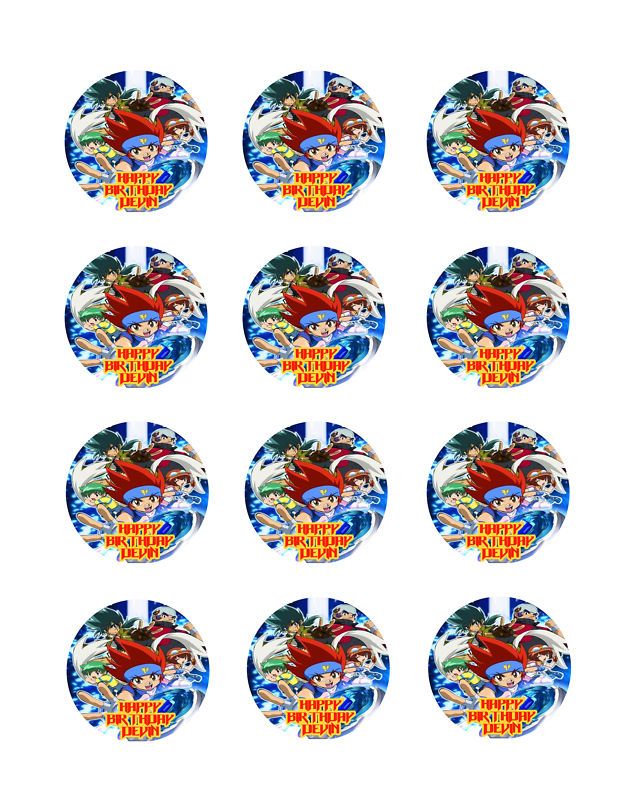 BEYBLADE Edible Cupcake Image Icing Toppers 12 / sheet  