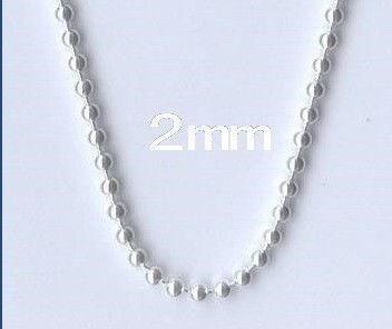 Unisex Silver EP 2MM Bead Chain Necklace 10pcs 16~34  
