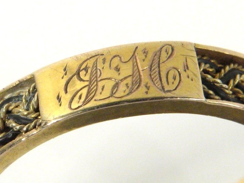 ANTIQUE ENGLISH 15K GOLD ELEPHANT HAIR BAND RING c1860  