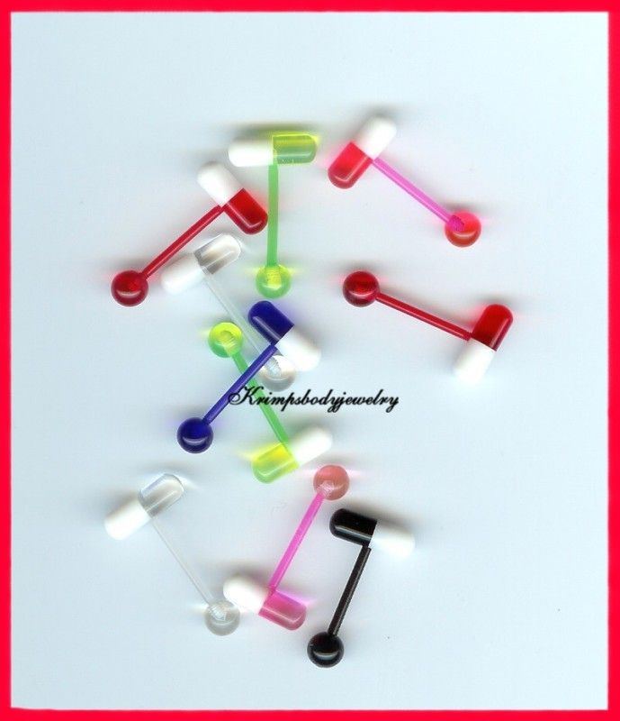 Tongue ring Barbell Bio Plast Pill 14 GA  