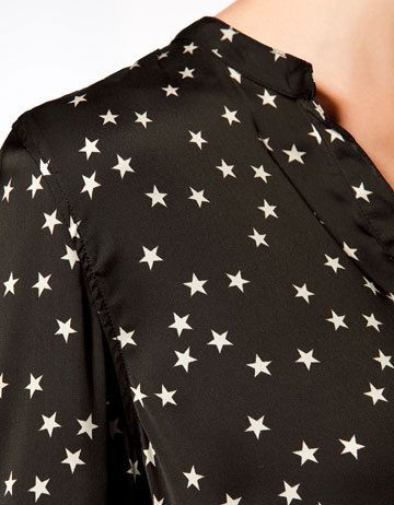 STAR PATTERN V NECK LONG SLEEVE BLOUSE SHIRT 1671  