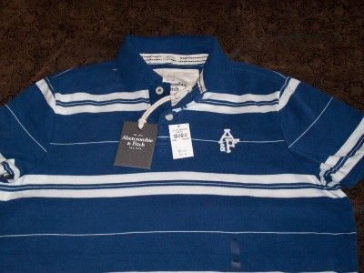 Abercrombie & Fitch Blue and White Striped Polo New XXL  
