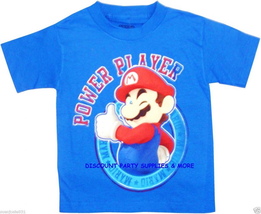 Nintendo Super Mario Brothers Mario Power Player Blue Tee T Shirt Sz 7 