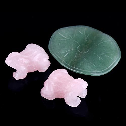 Nice Rose Quartz Gemstone Carving Frog CRT196  