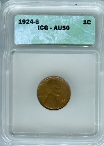 1924 S ICG AU 50 WHEAT PENNY  