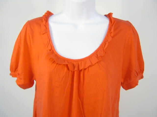 RIC RAC Orange Ruffle Short Sleeve Blouse Top Sz XS  