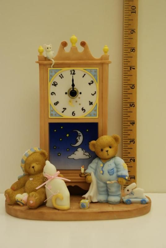 Cherished Teddies Signed Musical Clock JENNI & DEAN  