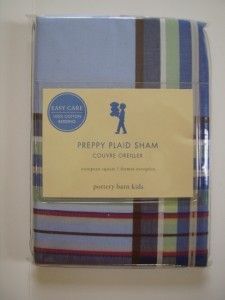 New Pottery Barn Kids Preppy Plaid Pillow Sham European  