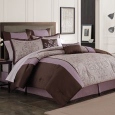 COMPLETE BED ENSEMBLE Manor Hill AMARA Lavender/Rich Chocolate 