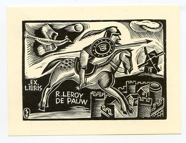 Quixote, Quijote, Ex libris Bookplate by John Dix  