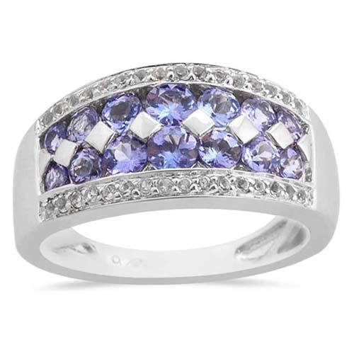 925 Sterling silver Tanzanite and White Sapphire Ring  