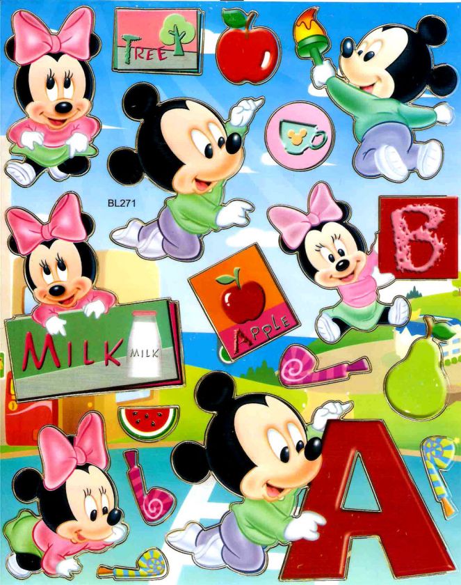 Baby Minnie n Mickey Mouse Sticker ~BL271 ABC Alphas  