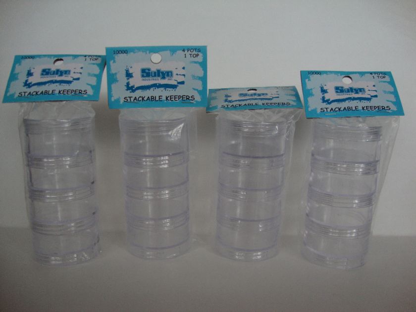 BEAD CADDY STACKABLE STORAGE CONTAINER ACRYLIC LOT OF 4  