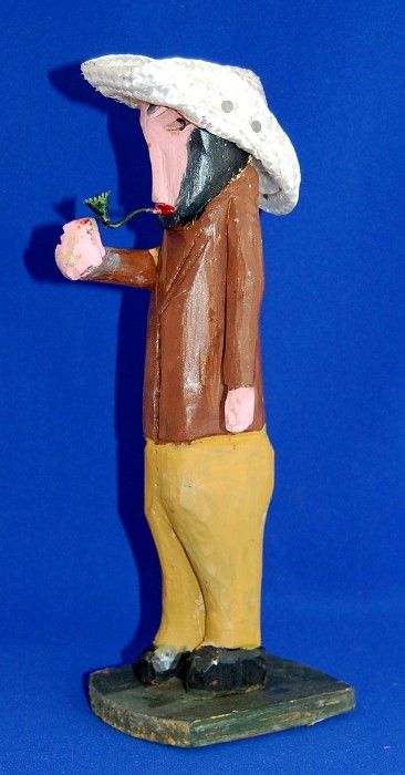   folk art primitive carving listed quebec canadian artist smoking