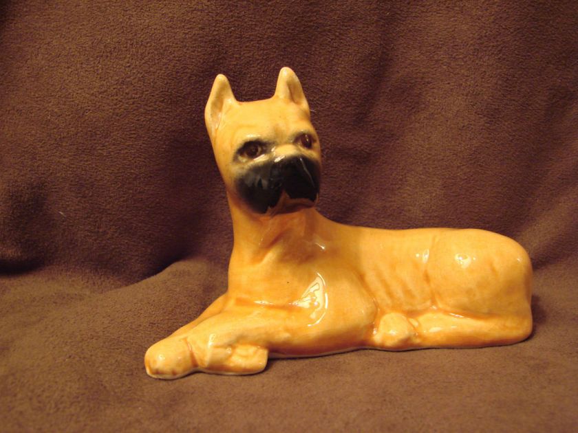 Vintage Boxer Porcelain Ceramic Pottery Dog Figurine  