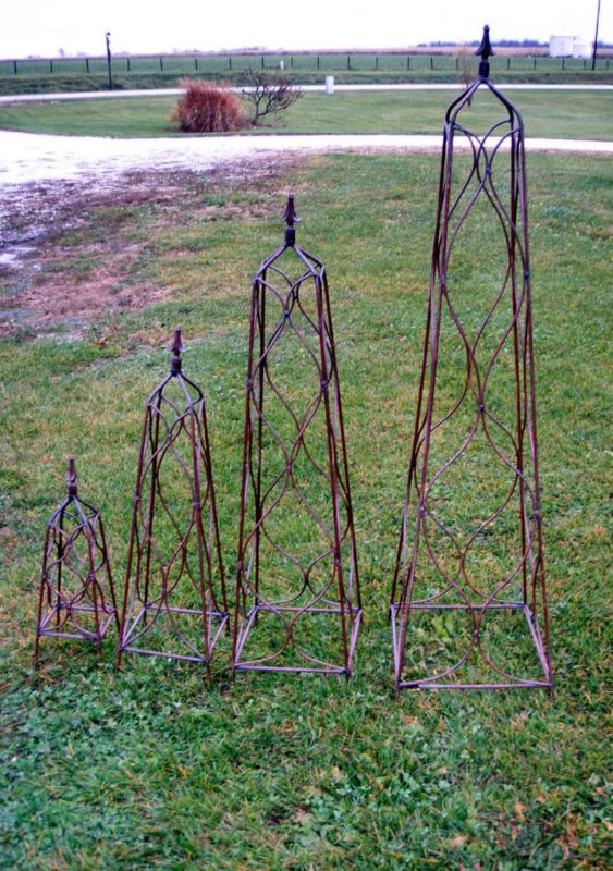 59 tall Wrought Iron Sq Finial Topiary Obelisk Trellis  