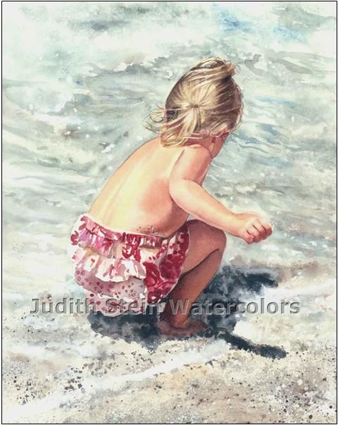   GIRL CHILDREN PLAY 8 x10 Giclee Watercolor Signed Print STEIN  