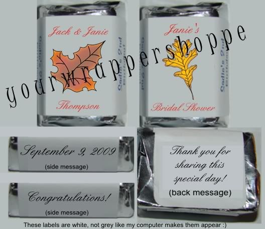 30 FALL WEDDING Candy Wrappers Party Favors Nuggets  