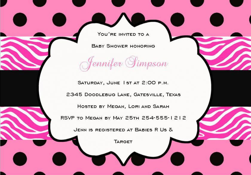 24 Little Diva Zebra Baby Shower Invitations  