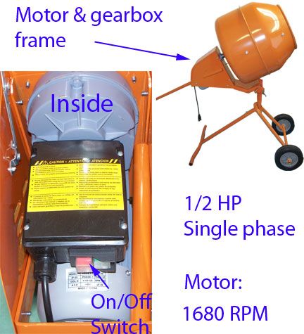 CU Ft Portable Cement Concrete Mixer Tall  