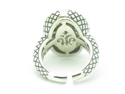 Andrea Candela 18kt & Sterling Silver Oval Diamond Flower Antique Ring 