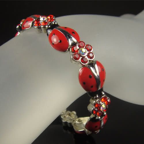   CERAMIC CRYSTAL LADYBUG STRETCH BRACELET MADE WITH SWAROVSKI ELEMENTS