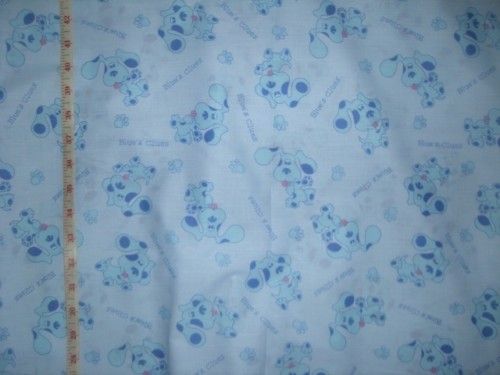 Fabric Blues Clues 2 yards White blue yellow green pink  