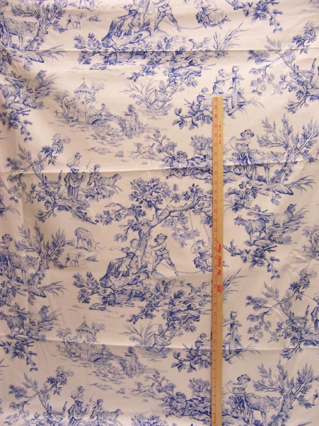 Spectrum Fabric Blue English Country Toile on White 2 YDs  