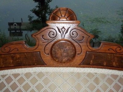 Victorian Wood Detail Off White Couch  